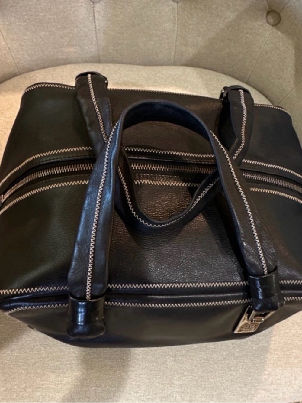 Authentic CHANEL Black Lambskin Leather Bowler Handbag - Picture 2 of 12